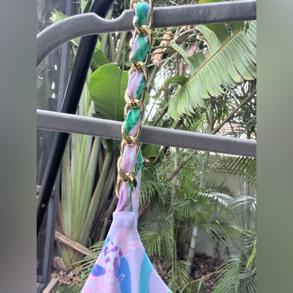 Lilly Pulitzer Cannavale Knit Top with Gold Chain details on adjustable straps - Picture 6 of 9